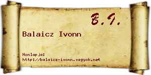 Balaicz Ivonn névjegykártya